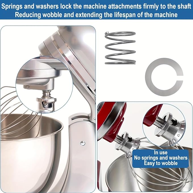 Replacement Parts for Kitchenaid,Hub Attachment Cap & Fixing Attachment Thumb Knob Screw,Stainless Steel Springs, And Washers