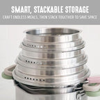 GreenLife 6 Piece Stainless Steel Cookware Set, Induction Kitchen Cooking Pots & Pans, Locking Lids, Built in Strainer, Drip-Free Pour Spouts, Silicone Handles, Saucepan, Stock Pot, Dishwasher Safe