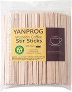 Wooden Coffee Stirrers 5.5" Coffee Stir Sticks 500 Pcs, Natural Birch Round End Thick Birch Wood Eco-Friendly Suitable for Coffee, Cocktail and Hot Drinks