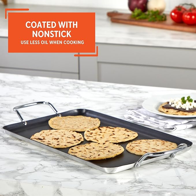 Imusa Double Burner Griddle Non-Stick 20-Inch, Black