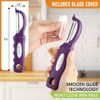 Spring Chef Professional Purple Swivel Vegetable Peeler for Kitchen, Stainless Steel Potato Peeler with Soft Grip Handle, Perfect For Veggie, Fruit, Carrot, Apple, Cucumber - Dishwasher Safe