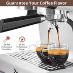 Garvee Espresso Machine With Grinder, Barista Express Espresso Machine, 20 Bar Expresso Coffee Machines with Milk Frother Steam Wand, Cappuccino & Latte Machine for Home, Silver