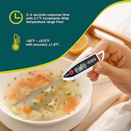 Copkim 3 Set Waterproof Food Thermometer for Water, Liquid, Candle and Cooking Digital Meat Thermometer with Long Probe Instant Read for Kitchen BBQ Grill Candy (White)