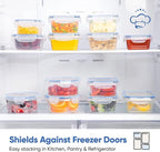 Chef's Path 32 Piece Airtight Food Storage Containers with Royal Blue Easy Snap Lids, 16 Containers and Lids, Stackable Kitchen and Pantry Canisters for Meal Prep and Food Storage -Transparent