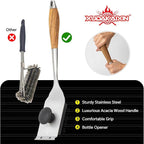 Grill Brush and Scraper, Dual Grip Design,Extra Strong BBQ Cleaner Accessories,Safe Nylon Bristles Barbecue Triple Scrubbers Cleaning Brush for Cast Iron Grates/Porcelain/Charcoal Grill