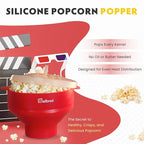 The Original Salbree Collapsible Silicone Microwave Popcorn Popper Maker Machine, Microwavable Bowl Holds 16 Cups, Uses Hot Air and Oil Always Optional - The Most Colors Available (Magenta)