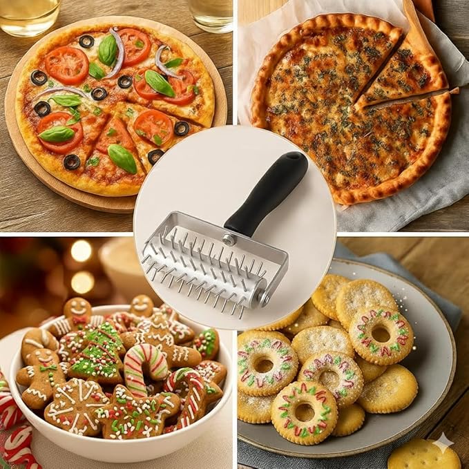 Pizza Dough Docker Roller Stainless Steel, Pin Puncher Dough Hole Maker, Docking Tool for Pizza Pie Cookie Pastry Bread