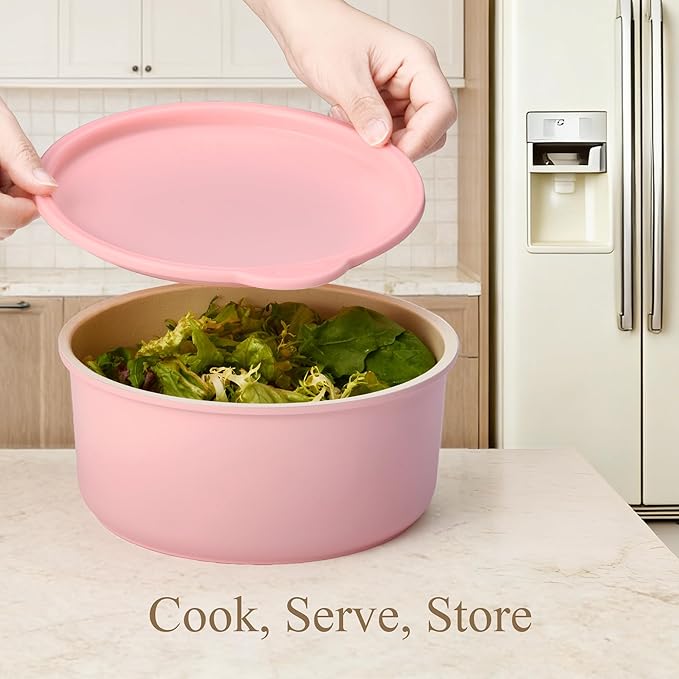 CAROTE Pots and Pans Set, Nonstick Cookware Set Detachable Handle, 19pcs Induction Kitchen Cookware Sets Non Stick with Removable Handle, RV Cookware Set, Oven Safe, Pink