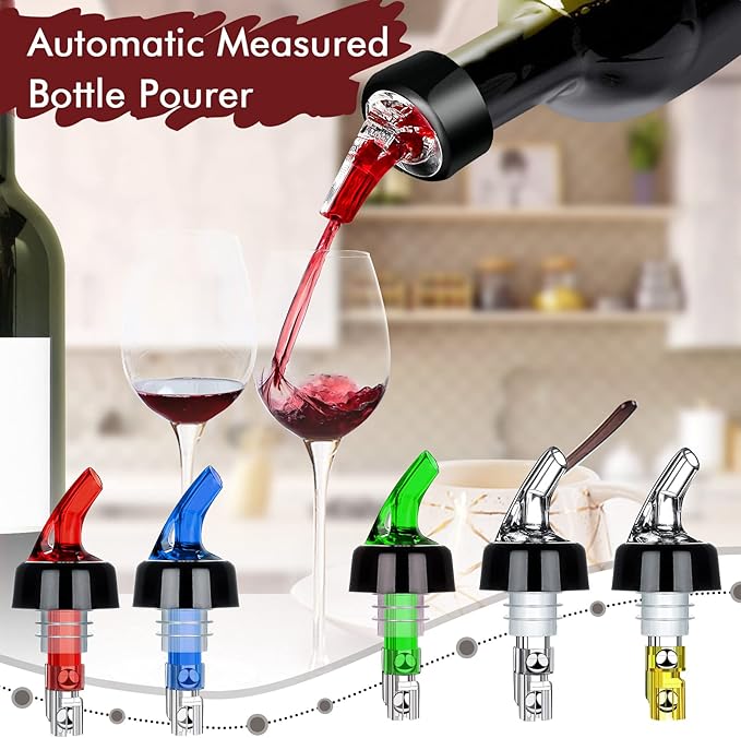 SuproBarware Automatic Measured Bottle Pourer Liquor Bottle Pourer Quick Shot Dispenser 1oz Liquor Pour Spout for Alcohol,Wine,Spirits, Home Bar Kitchen Tools 50 Pack