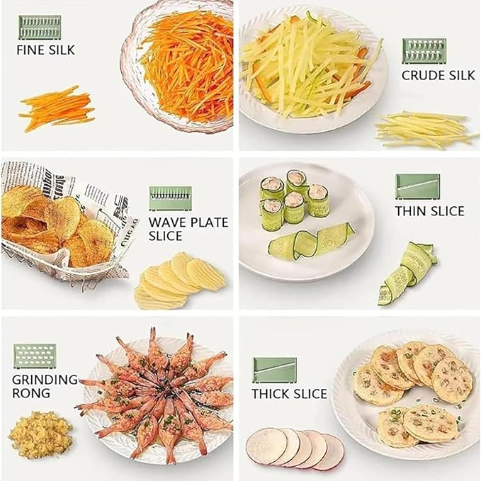 6-in-1 Vegetable Cutter, Mandoline Slicer for Kitchen, Vegetable Slicer Cutter with Multi Blade, Cheese Grater, kitchen gadgets