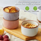 Ramekins Set of 6, 8 oz Creme Brulee Ramekins Oven Safe, Porcelain Ramekin Bowls, Mini Cheesecake Pans, Small Baking Dish, Dipping Sauce Bowls, Ramekin for Baking Souffle, Ice Cream - Vanilla White