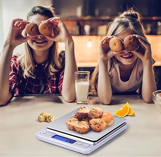Food Scale Digital Weight Grams and Ounces, 0.001oz/0.01g 500g Kitchen Scale for Food with Backlight LCD Display, Tare, 9 Units, Auto Off, 2 Trays, Batteries Included - Stainless Steel
