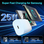 Super Fast Charger Type C, 25W USB C Wall Charger Fast Charging for Samsung Galaxy S25 Ultra/S25/S25+/S24+/S24 Ultra/S24/S24+/S23 Ultra/S22 Ultra/S21 Ultra with 10FT Long Type C Charger Cable 2Pack