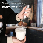 SIMPLETASTE Milk Frother Handheld Electric Foam Maker, Drink Mixer with Stainless Steel Whisk for Cappuccino, Bulletproof Coffee, Latte, Gray, with Stand, Battery Operated