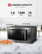 TOSHIBA ML-EM45P(BS) Countertop Microwave Oven with Smart Sensor and 13.6" Removable Position Memory Turntable, Sound On/Off Function, 1200W, 1.6 Cu.ft, Black Stainless Steel