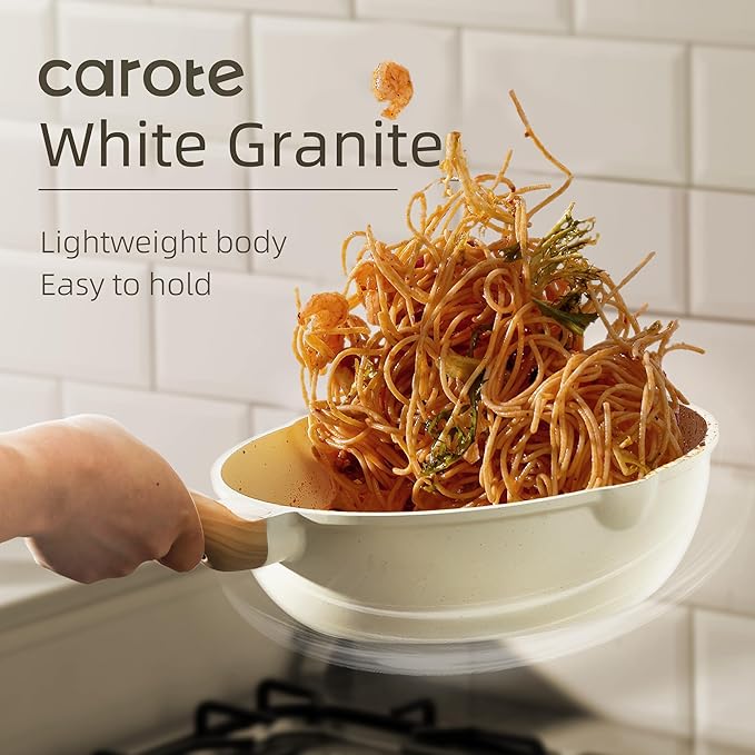CAROTE 44pcs Pots and Pan Set Nonstick, Cookware Sets, Cooking Set Non Stick, Induction Cook Ware with Bakeware Set, Kitchen Knife Set