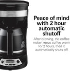 Hamilton Beach 12 Cup Programmable Drip Coffee Maker Machine, Regular & Bold Brew Options, Auto Pause and Pour, Glass Carafe, Black with Stainless Accents (46299J)
