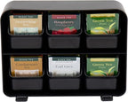 Mind Reader Tea Bag Organizer, Tea Station Organizer, Countertop Storage, Kitchen, Plastic, 10.25"L x 3.25"W x 7.75"H, Black