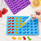 Gummy Candy Molds - Silicone Gummy Bear/Dinosaur/Hearts/Gummy Worm Mold with 2pcs Dropper,Non-stick and Bpa Free for Mini Candy Chocolate Gummies Baking