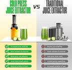 Ventray Ginnie Mini Cold Press Juicer, Small Slow Masticating Juicer for Vegetables and Fruits, High Juice Yield, Easy to Clean, Space-Saving, Fit for Personal/Travel/Picnic/Office - Yellow