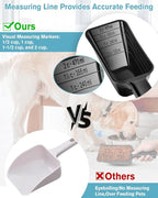 2 Cup Dog Food Scoop(2 Pack), Plastic Pet Food Scoop with Measuring Lines for Accurate Pet Food Portions,Dishwasher Safe (Black)