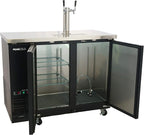 PEAKCOLD 2 Door Commercial Beer Dispenser - Double Tap Keg Cooler - Kegerator; 48" W