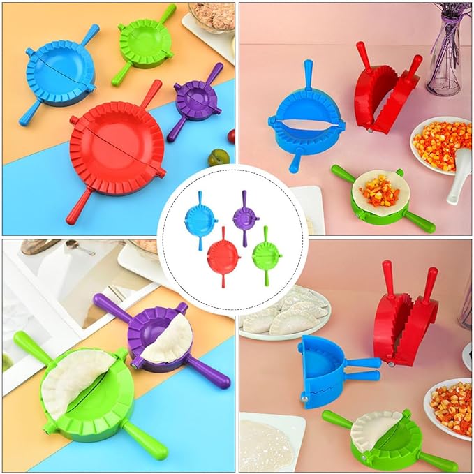 GALPADA 4pcs Dumpling Making Mold Set with Large Medium Small and Mini Sizes Food-grade Pp Plastic Dumpling Press Cutters for Household Kitchen and Cooking Gadget Random Color