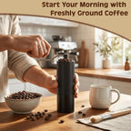 Manual Coffee Grinder with 420 Stainless Steel Burr, Adjustable Settings for Espresso & Turkish Coffee, Portable Hand Crank Coffee Grinder, 45g Capacity, Aluminum Body with Walnut Handle for Multi Use