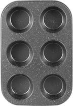 Walooza Muffin Cupcake Pan, Muffin Tins Nonstick 6, Muffin Top Cookie Cheese Cake Pan for Baking, Toast Oven Baking Supplies Small Cake Pans Muffin Cups Non Stick