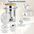GarveeHome 11QT Soup Chafer Set of 4, Stainless Steel Round Soup Warmer with Pot, Notched Lids & Fuel Holders, Commercial Food Warmer for Buffets, Events and Party Service