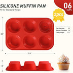 2 Pack 6 Cups Silicone Mini Muffin Pan with Metal Reinforced Frame Silicone Molds Cupcake Cake Baking Pans Cookie Baking Chocoflan Cupcake Mold Cake Molds Kitchen Baking Mom Gift Home Essentials