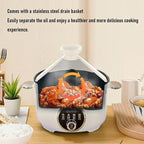 Haofy Electric Pressure Cooker 800W 3.2L Non Stick Multifunctional Cooking Pot with Stainless Steel Drain Basket for Low Sugar Meals Soup Porridge Hot Pot for Singles Small Families (US Plug 110V)