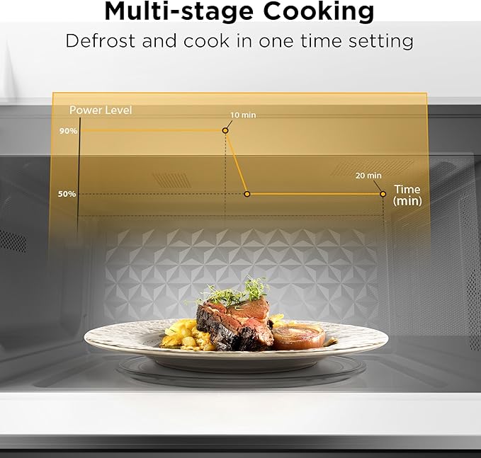 BLACK+DECKER Over the Range Microwave Oven with Vent and One-Touch Auto Cooking, 1.7 cu. ft. OTR Over Stove Microwave, White, 1000 Watts, EM044K6CF-WH