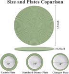 Round Placemats Set of 6, Cotton Rope Woven Table Mats, Hot Pads for Kitchen, Non Slip Heat Resistant Place Mats, 13 Inches Braided Placemat for Farmhouse Decor and Kitchen Table Decor (Green)