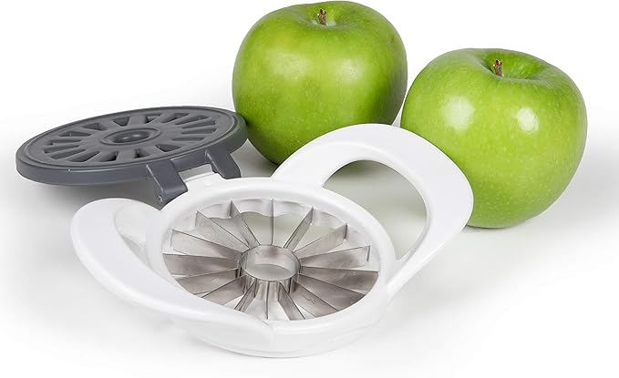 PrepWorks by Progressive Dishwasher Safe 16-Slice Thin Apple Slicer and Corer with Attached Safety Cover (White)