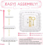 5 Pcs Dessert Table Display Set - 2 Pcs 3-Tier Dessert Display Stands & 3 Pcs Serving Tray - Dessert Trays Dessert Stands Treat Table Displays Set for Tea Parties,Birthdays & Baby Showers
