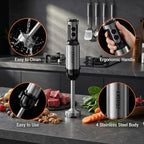 Immersion Blender Handheld 1200W, 20-speeds Immersion Hand Blenders, Hand Mixer with Mining Beaker,Chopper,Whisk, Frother, Stand and Stick Blender Suitable for Kitchen, Protein Shakes and Baby Food