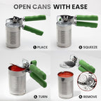 Zulay Kitchen Heavy Duty Stainless Steel Can Opener Manual with Bottle Opener - Rust Proof Manual Can Opener With Turn Knob & Comfy Soft Grip Handles - Artichoke Green