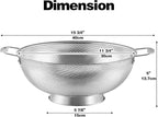 Tiawudi Large 6-Qt Colander, 18/8 Stainless Steel Mesh Strainer for Kitchen, Food Sieve with Riveted Handles and Self-draining Solid Ring Base, Great for Pasta, Rice, Vegetables and Fruits