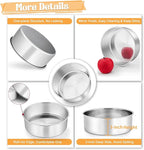 P&P CHEF 6 + 8 + 9.5 Inch Cake Pans Set, Round Baking Pan Stainless Steel Layer Birthday Wedding Cake Oven Pans, Non Toxic & Heavy Duty, Deep Side & Mirror Finish, Dishwasher Safe, (3Pcs)