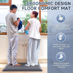 StepRite 4/5 Inch Thick Kitchen Mat Anti Fatigue Mat Kitchen Rugs Kitchen Decor Non-Slip, Stain & Water Resistant, Kitchen Mats Desk Mat for Kitchen, Office, Workshop, Grey, 17'' x 28''