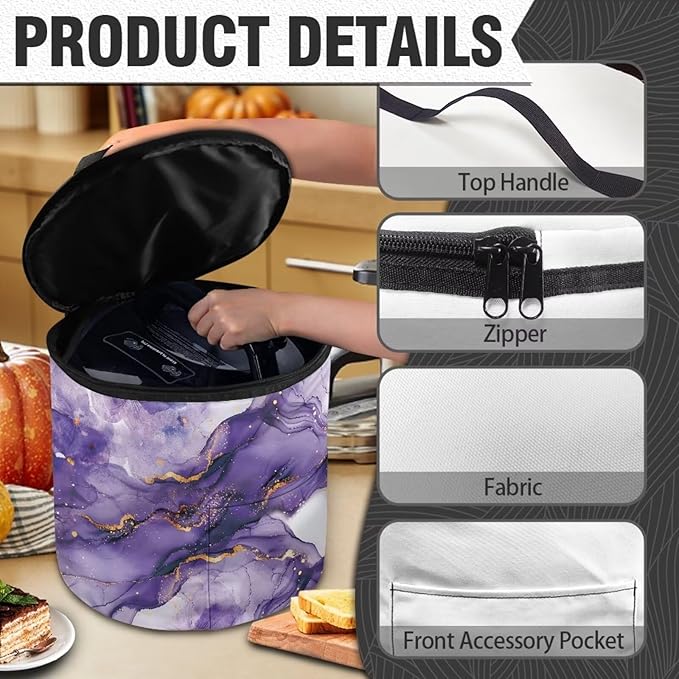 Purple Marble Electric Pressure Cooker Insulation Bag Not Easily Deformed Electric Pressure Cooker Storage Bag Kitchen Appliance Dust Cover