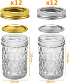 SPANLA Mason Jars 8 oz, 24 Pack Canning Jars 8 oz Half Pint Glass jars with Regular Lids and Bands, Small Mason Jars with Lids Ideal for Jelly Jam Honey Wedding Favors Shower Favors Food