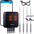 Govee WiFi Meat Thermometer with 4 Probe, Smart Wireless Meat Thermometer with Unlimited Range App Notification Alert, Digital Rechargeable Bluetooth Food Thermometer for Smoker BBQ Grill Oven Kitchen