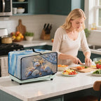 Beach Starfish Shell Print Toaster Oven Scratch-resistant Cover, Heat-resistant Small Appliance Cover for Kitchen Counter with Storage Pockets (Medium-16.1 * 19.71 * 10 inches)