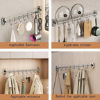 Utensil Hooks Kitchen Rail with Hooks Kitchen Hooks for Utensils Utensil Holder Wall Utensil Rack Kitchen Hooks,Black,45cm