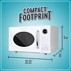 Nostalgia Retro 1000W Microwave Oven 1.1 Cu Ft Capacity – Child Safety Lock, 8 Auto-Cook Settings – Countertop Kitchen Appliance – White