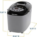 West Bend Hi-Rise Bread Maker Machine Programmable 12 Programs Including Gluten Free & 3 Loaf Sizes and Crust Colors with Traditionally-Shaped Horizontal Bread Pan with Dual Knead Blades, 3-Lb, Gray