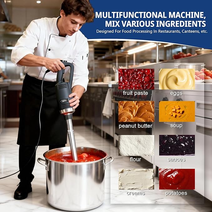 VONCI 750W Commercial Immersion Blender, Electric Hand Blender with 12" Detachable Shaft, Variable Speed 8000-19000RPM,Industrial Immersion Blender for Restaurant Kitchen.Extra Heavy Duty Hand Mixer.