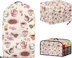 Pink Coffee Theme Kitchen Appliance Covers Set Toaster Cover 2 Slice Food Processor Hood Crock Pot Dust Cover with Side Pockets Machine Washable 3PCS